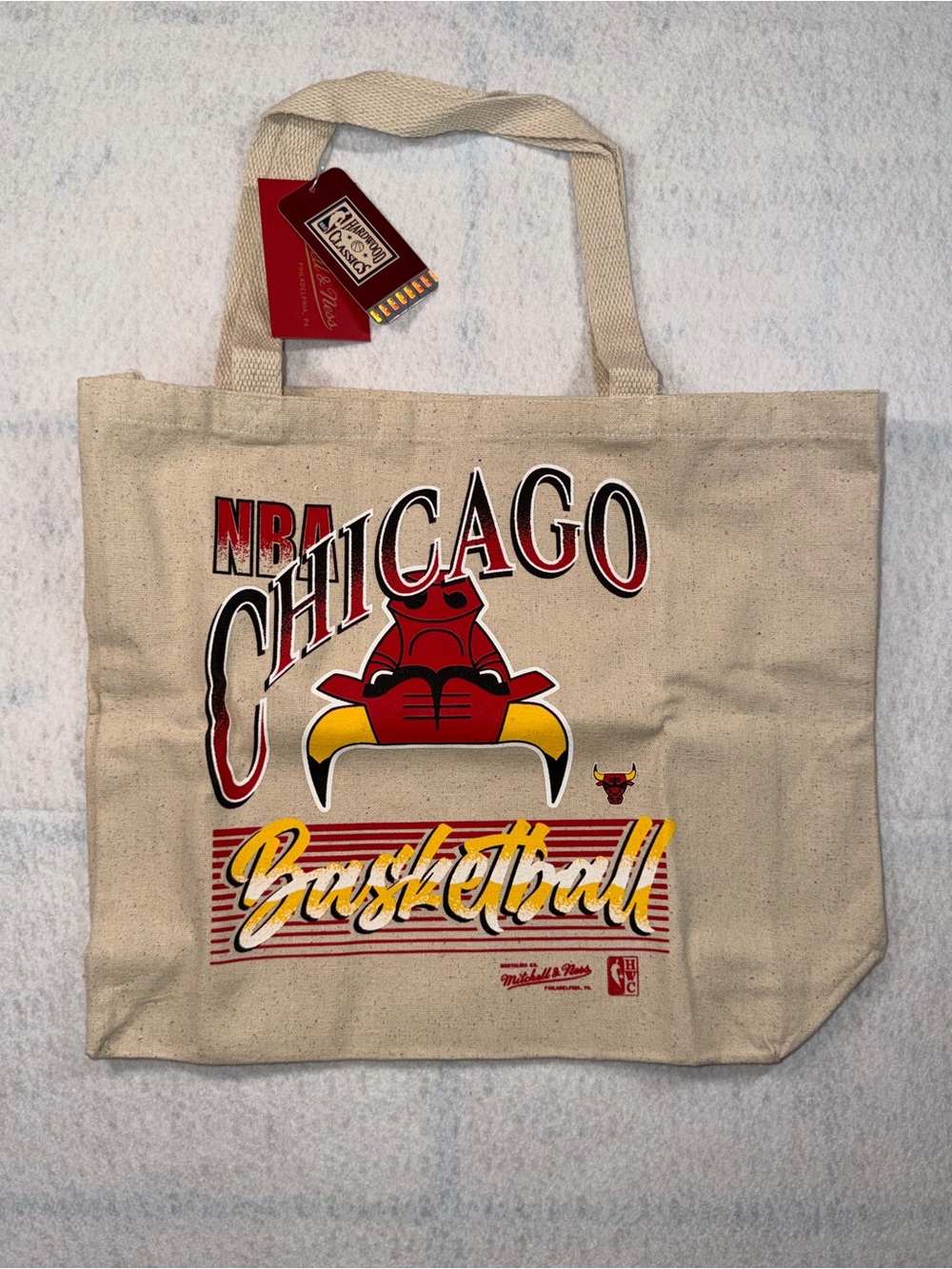 Mitchell & Ness Chicago Bulls NBA Canvas Tote Bag - Natural NWT